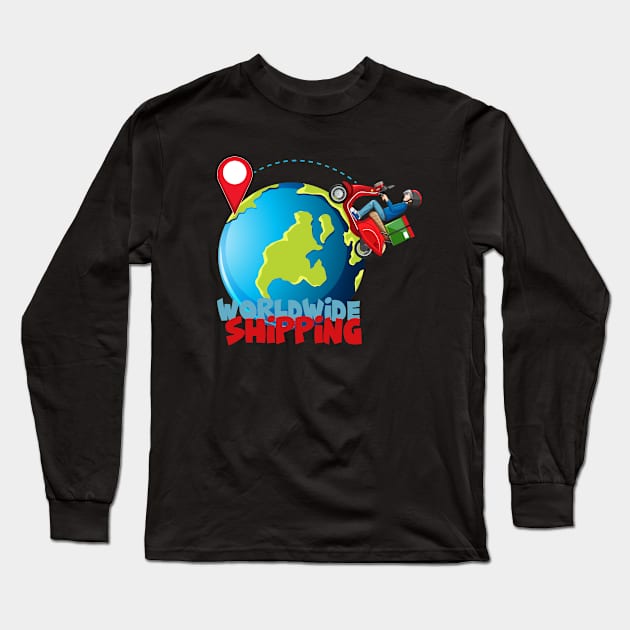 Worldwide Shipping Long Sleeve T-Shirt by Saymen Design